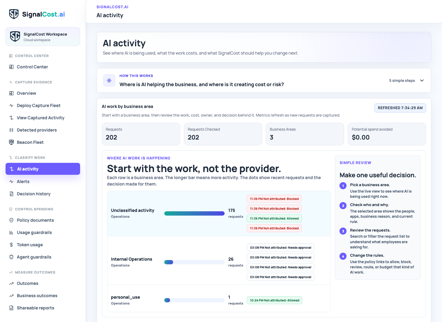 Traffic shows business purpose screenshot